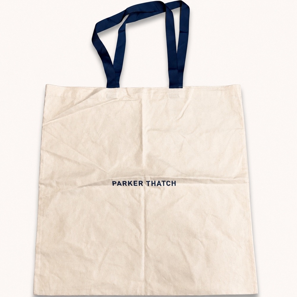 Parker Thatch Large Logo Canvas Tote Bag Natural Navy Reusable Shopper Travel
